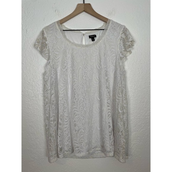 Torrid White Lace Cap Sleeve Pleat Front Top NWOT Plus Size 1 - Picture 2 of 4